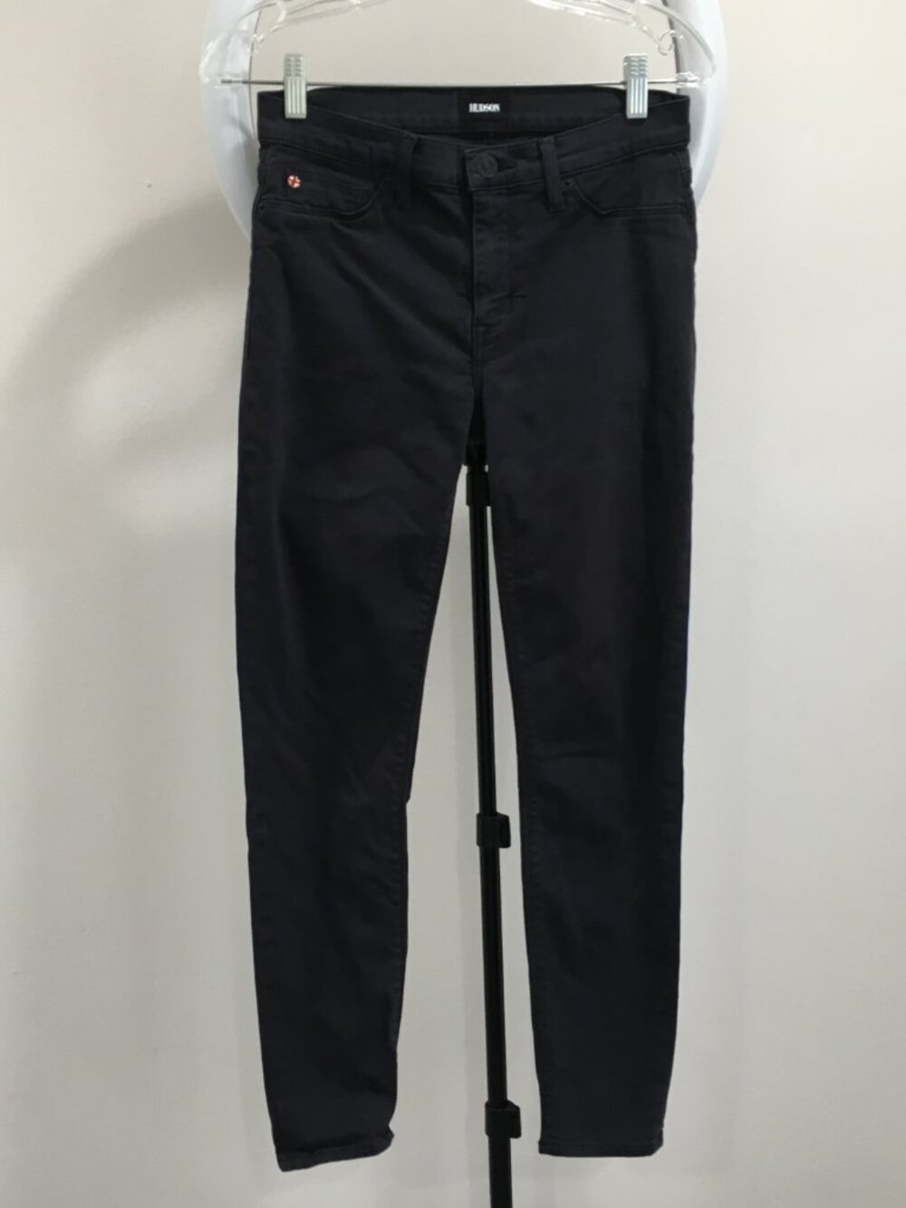 HUDSON Denim Black NATALIE Faux Pockets Logo Hardware Super Skinny Jeans